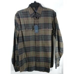 Arrow Flannel Shirt Men Small Chest Pockets Western Dark Brown Plaid $54